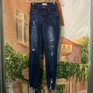 Bamboo distressed skinny jeans